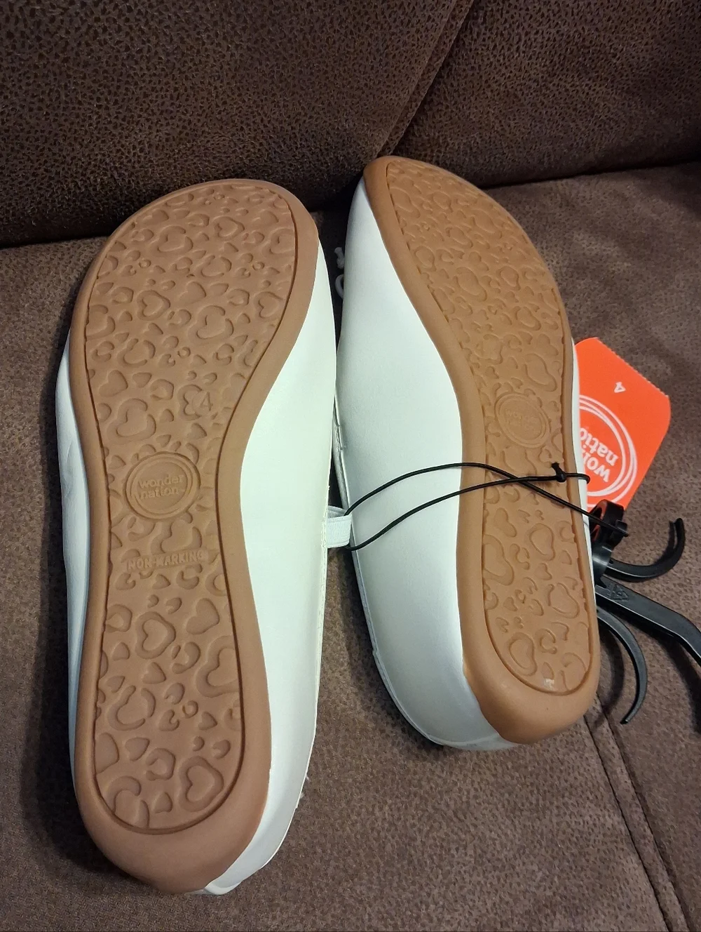 Wonder Nation White Girls' Mary Jane Ballet Flats With Bow Size 4